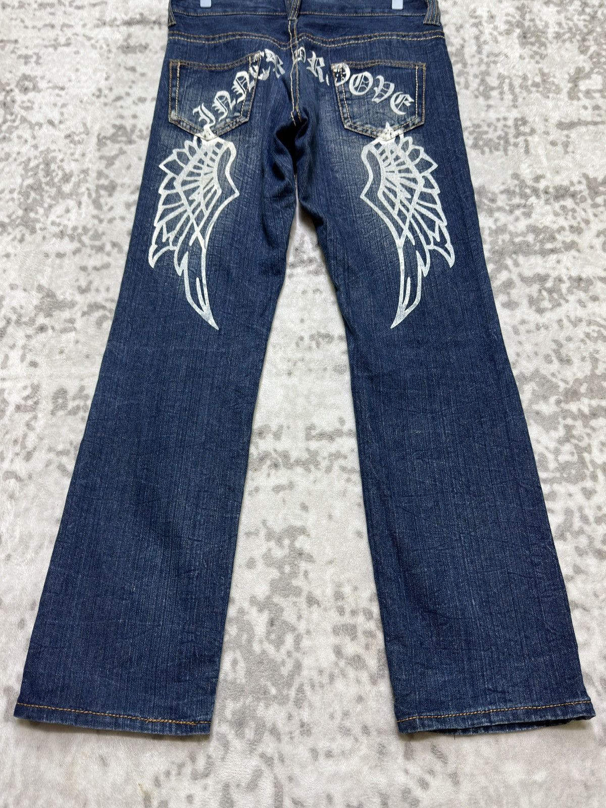 Hysteric Glamour Y2K Inner Groove Angel Wings Back Printed Distressed Jeans Size US 32 / EU 48 - 11 Thumbnail