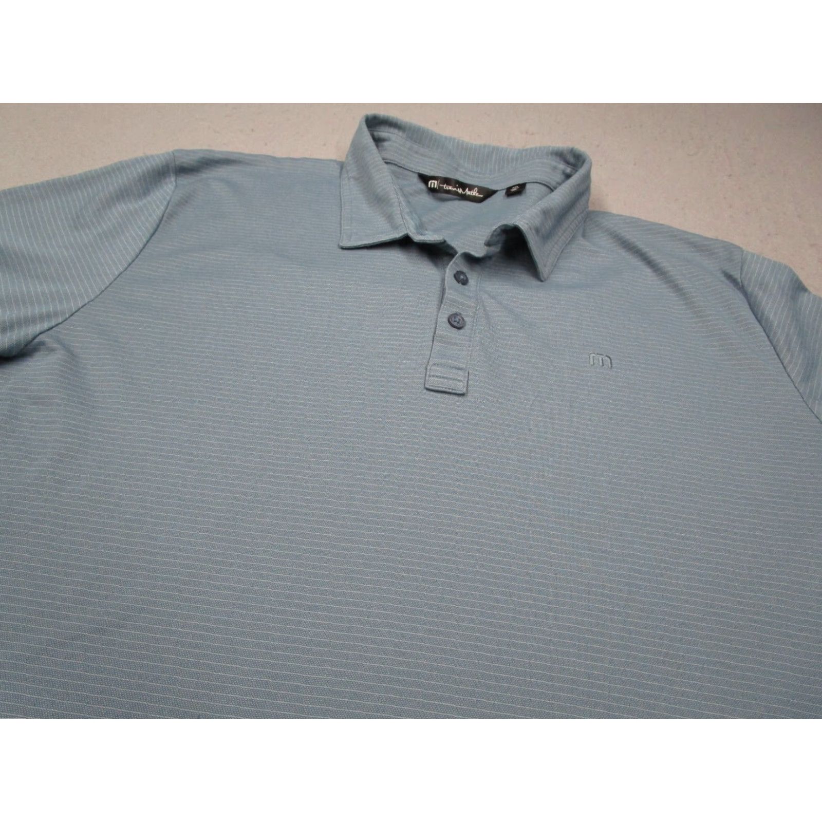 TravisMathew TRAVIS MATHEW Shirt Mens 2XL XXL Blue Polo Golf Performance Logo Short Sleeve Striped Cotton Blend Nike Size US XXL / EU 58 / 5 - 2 Thumbnail