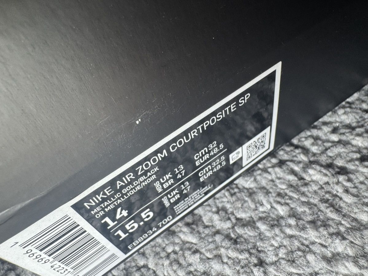 Nike × Supreme Nike x Supreme Air Zoom Courtposite Metallic Gold Size US 15 / EU 48 - 7 Thumbnail