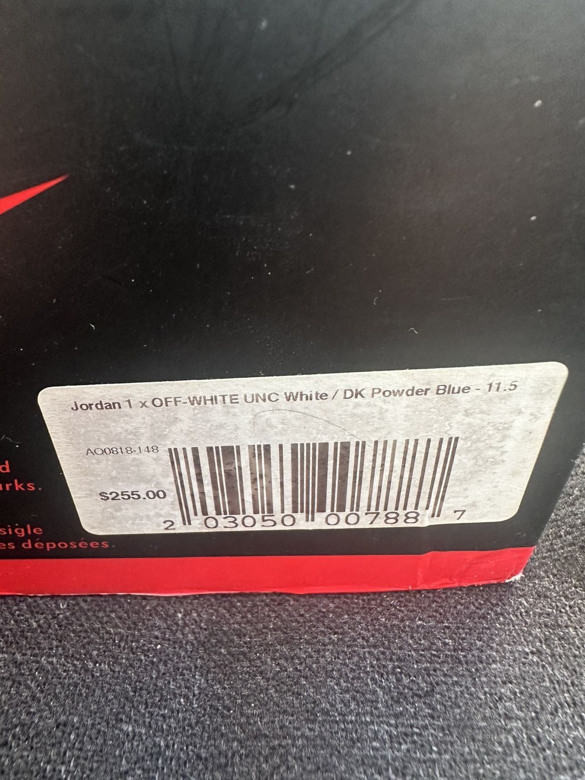 Jordan Brand × Off-White Off-White Jordan 1 Retro High OG “UNC” Size US 11.5 / EU 44-45 - 10 Thumbnail