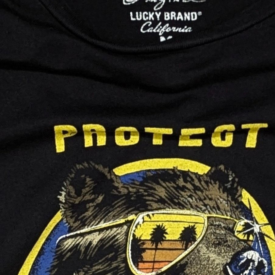 Lucky Brand LUCKY BRAND Black Cut Off Cropped Bear Wild Life T-Shirt M Size M / US 6-8 / IT 42-44 - 2 Thumbnail