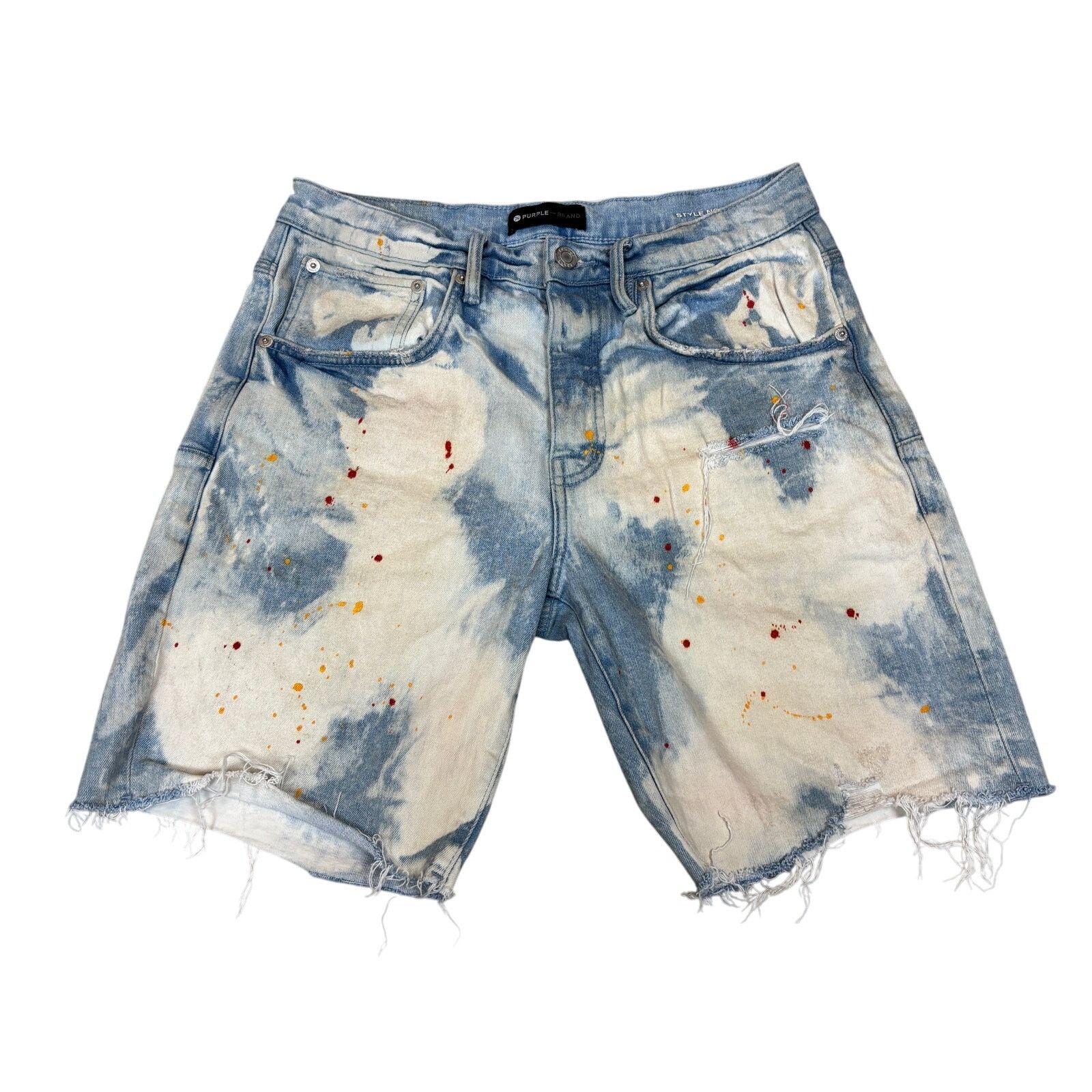 Purple Brand Purple Brand P020 Light Faded Bleached Out Splatter Jorts 31 Size US 31 - 1 Thumbnail