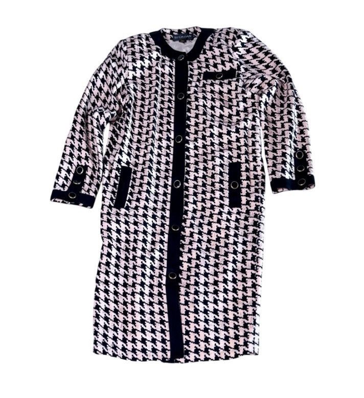 Other Vintage St Gillian Petites Houndstooth Silk Dress Blush Size S / US 4 / IT 40 - 2 Thumbnail