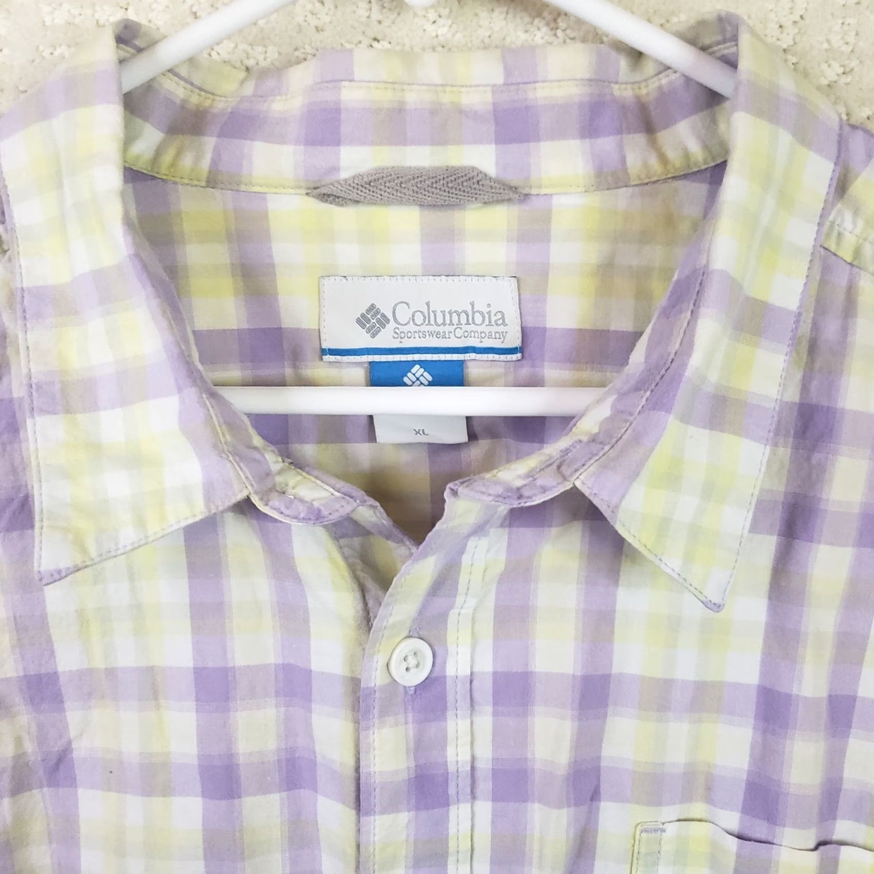 Vintage Columbia Shirt Men XL Button-Down Long Sleeve Plaid Twill Cotton Purple Lavender Mint Green Casual / Business / Travel Size US XL / EU 56 / 4 - 5 Thumbnail