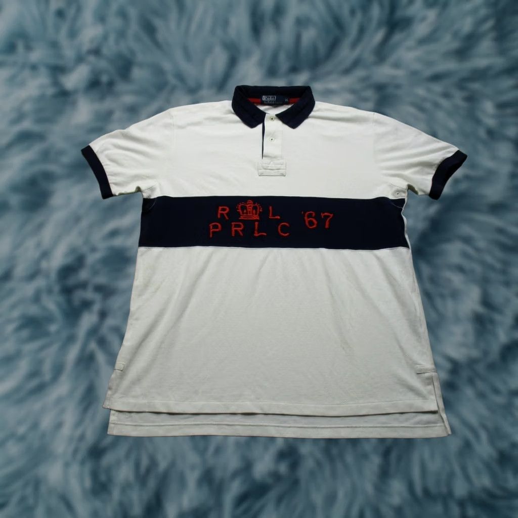 Polo Ralph Lauren Vintage Ralph Lauren Polo Shirt Mens XL White Stripe PRLC 67 Crown Rugby Size US XL / EU 56 / 4 - 1 Thumbnail