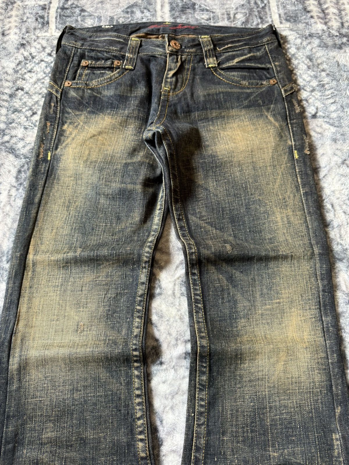 GOSTAR DE FUGA × Hysteric Glamour × Japanese Brand Drive Jeans Japan Mud Wash Low Rise Flared Jeans Size US 26 / EU 42 - 3 Thumbnail
