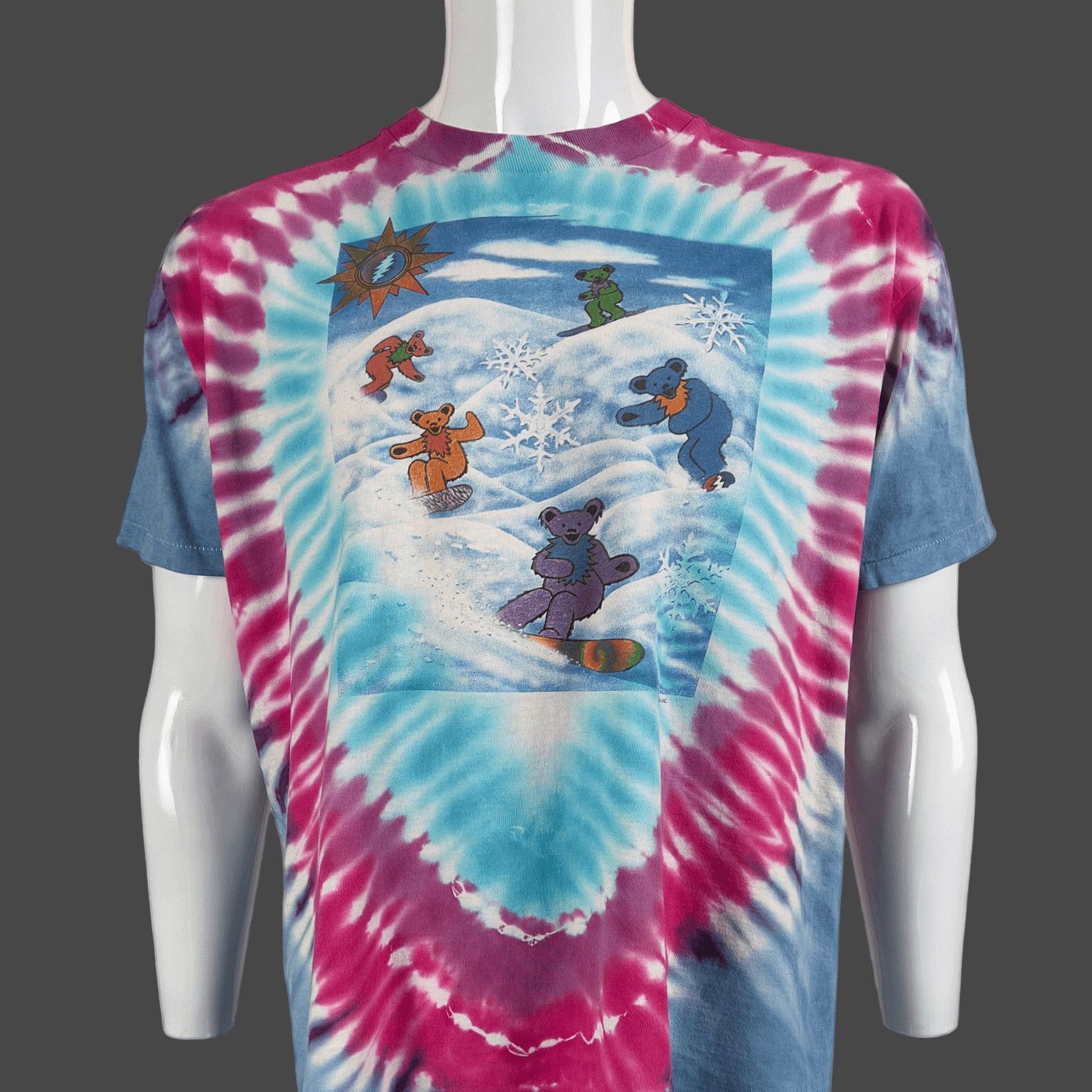 image of 90's Grateful Dead Snowboard Bear T-Shirt 23.5" X 28" Size Xl, Men's