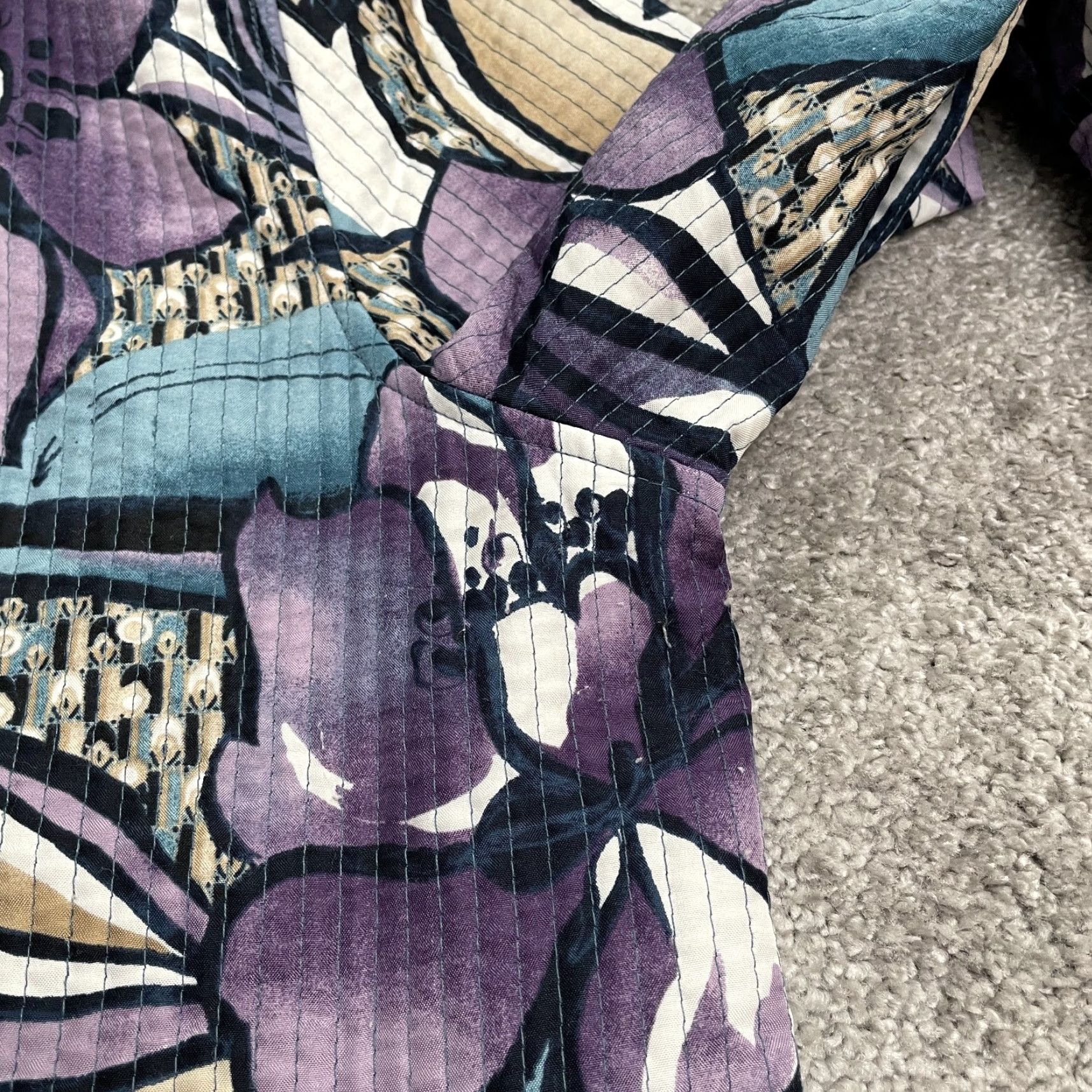 Vintage Alfred Dunner Jacket Womens 12 Purple Floral Reversible Open All Seasons Long Sleeve Casual Workwear Classic Designer Size XL / US 12-14 / IT 48-50 - 3 Thumbnail
