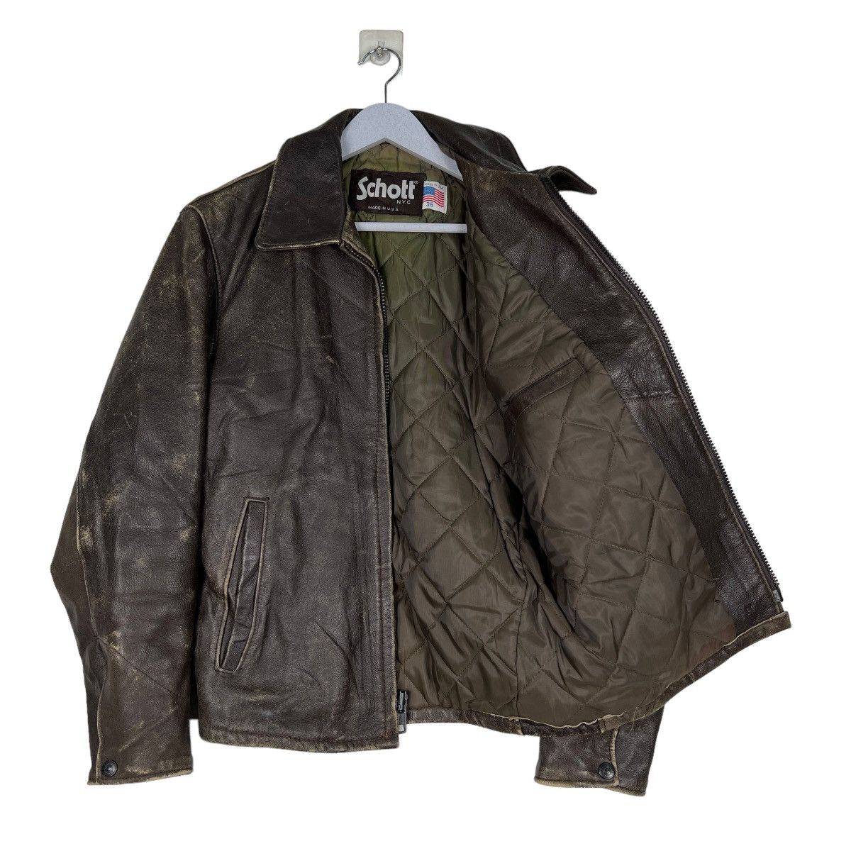 Schott 🔥 VINTAGE SCHOTT NYC LEATHER RACER JACKET MADE IN USA Size US S / EU 44-46 / 1 - 10 Thumbnail