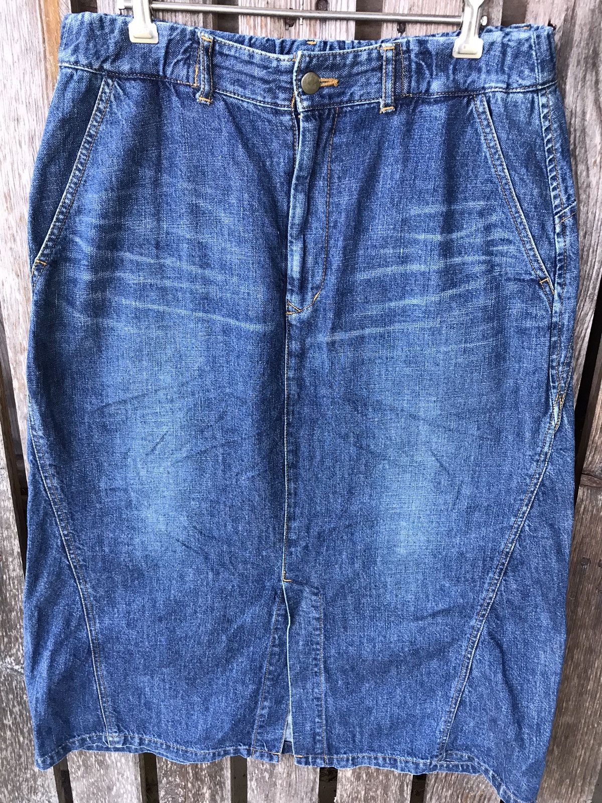 Issey Miyake × Japanese Brand Vtg 90s Plantation By Issey Miyake Denim Skirt Size 30" / US 8 / IT 44 - 5 Thumbnail