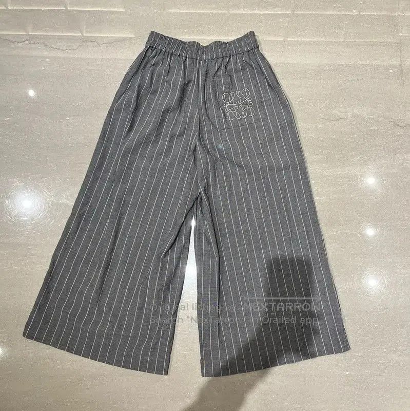 Loewe Loewe Gray Wool Embroidered Striped Relaxed Pants . Size 22" - 2 Thumbnail