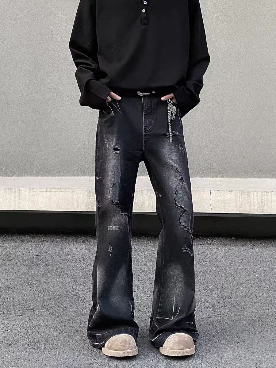 Designer × Jean × Vintage High street vintage ripped micro flare baggy jeans Size US 32 / EU 48 - 5 Thumbnail