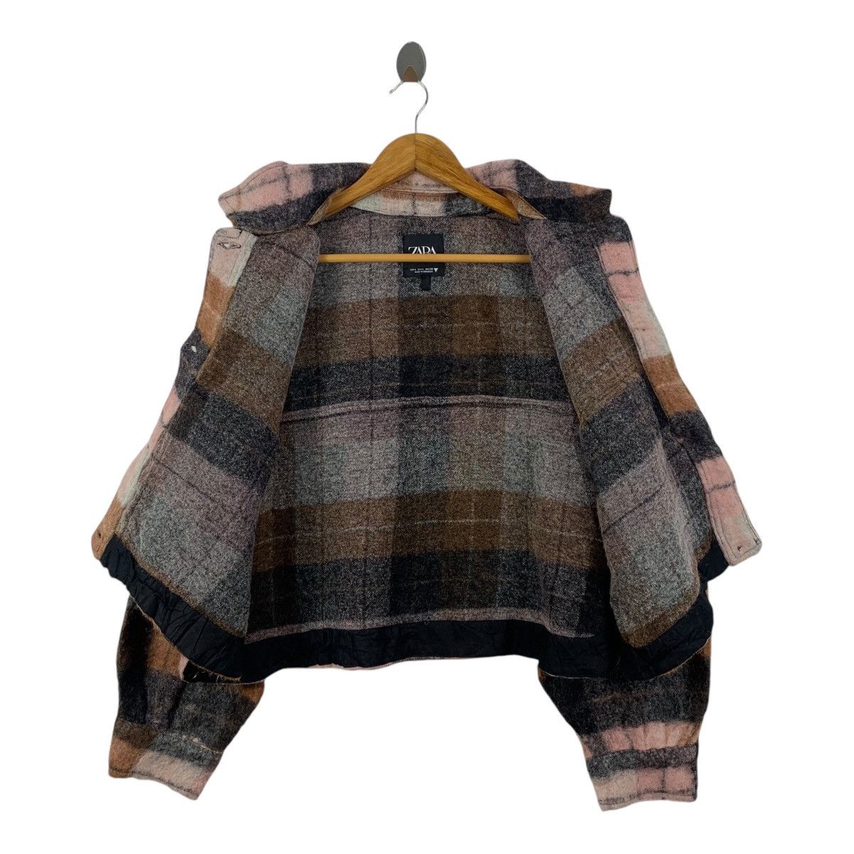 Zara ZARA Casualwear Designer Checkered Wool Crop Sweater Jacket Size L / US 10 / IT 46 - 3 Thumbnail