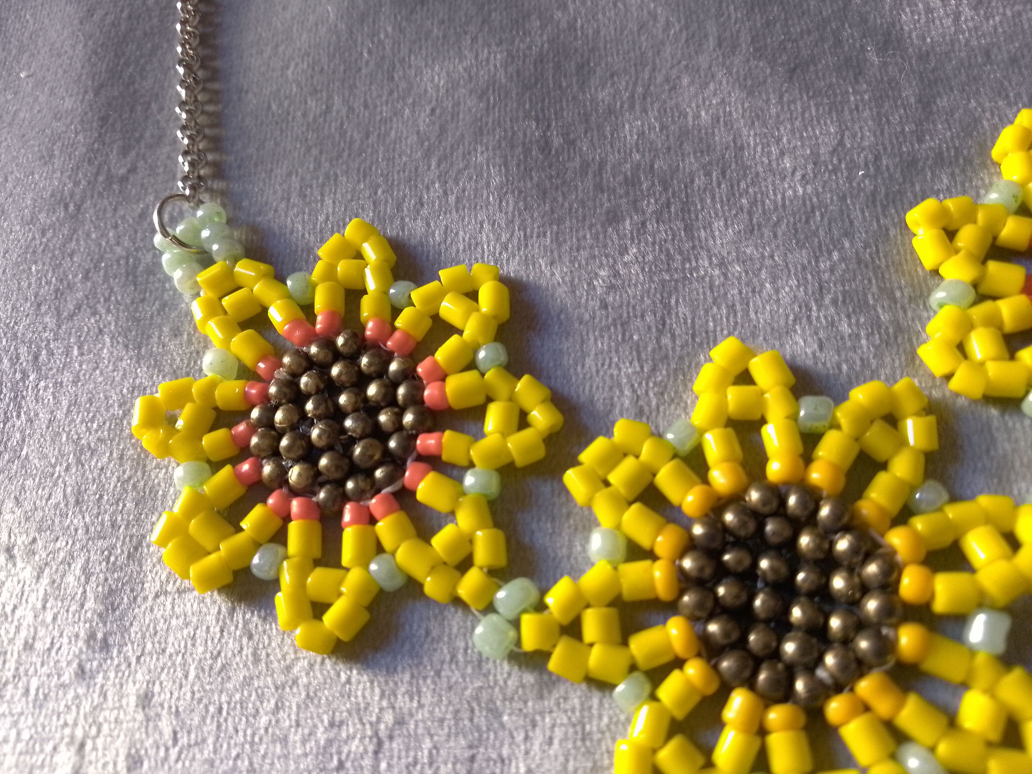 Handmade Necklace Sunflower Beaded Boho style Elegant Size ONE SIZE - 2 Thumbnail