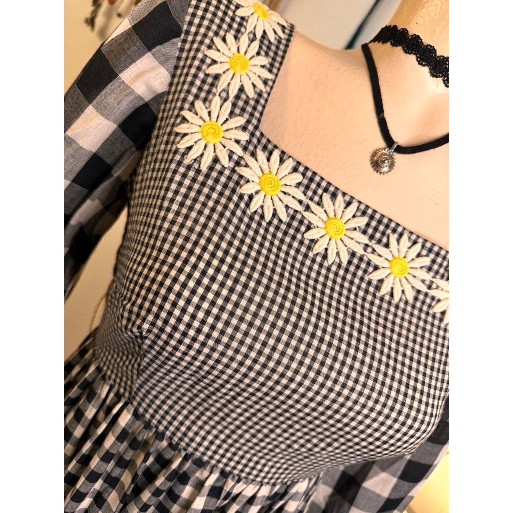 Homemade Vintage Homemade Long Sleeve Gingham Daisy Maxi Dress Size S / US 4 / IT 40 - 3 Thumbnail