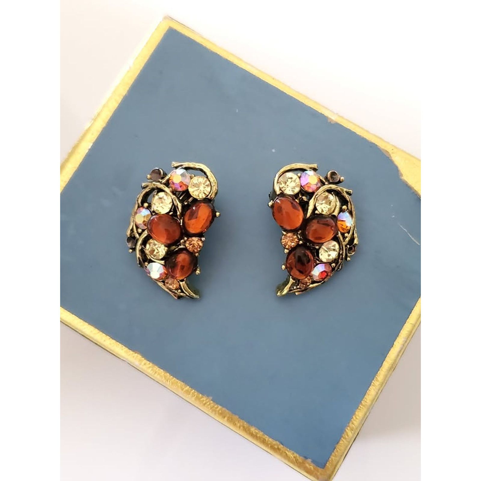 Other Vintage Mid-Century Amber Rhinestone Earrings by Weiss Size ONE SIZE - 1 Thumbnail