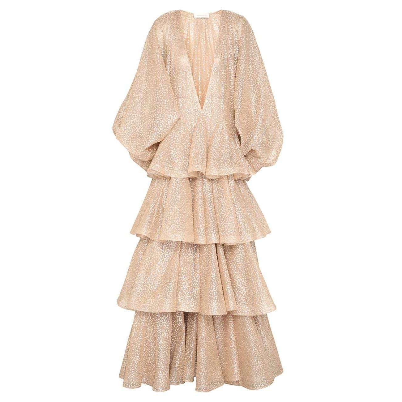 Zimmermann oc11z0925 Pavilion Glitter Gown in Champagne Size S / US 4 / IT 40 - 1 Preview