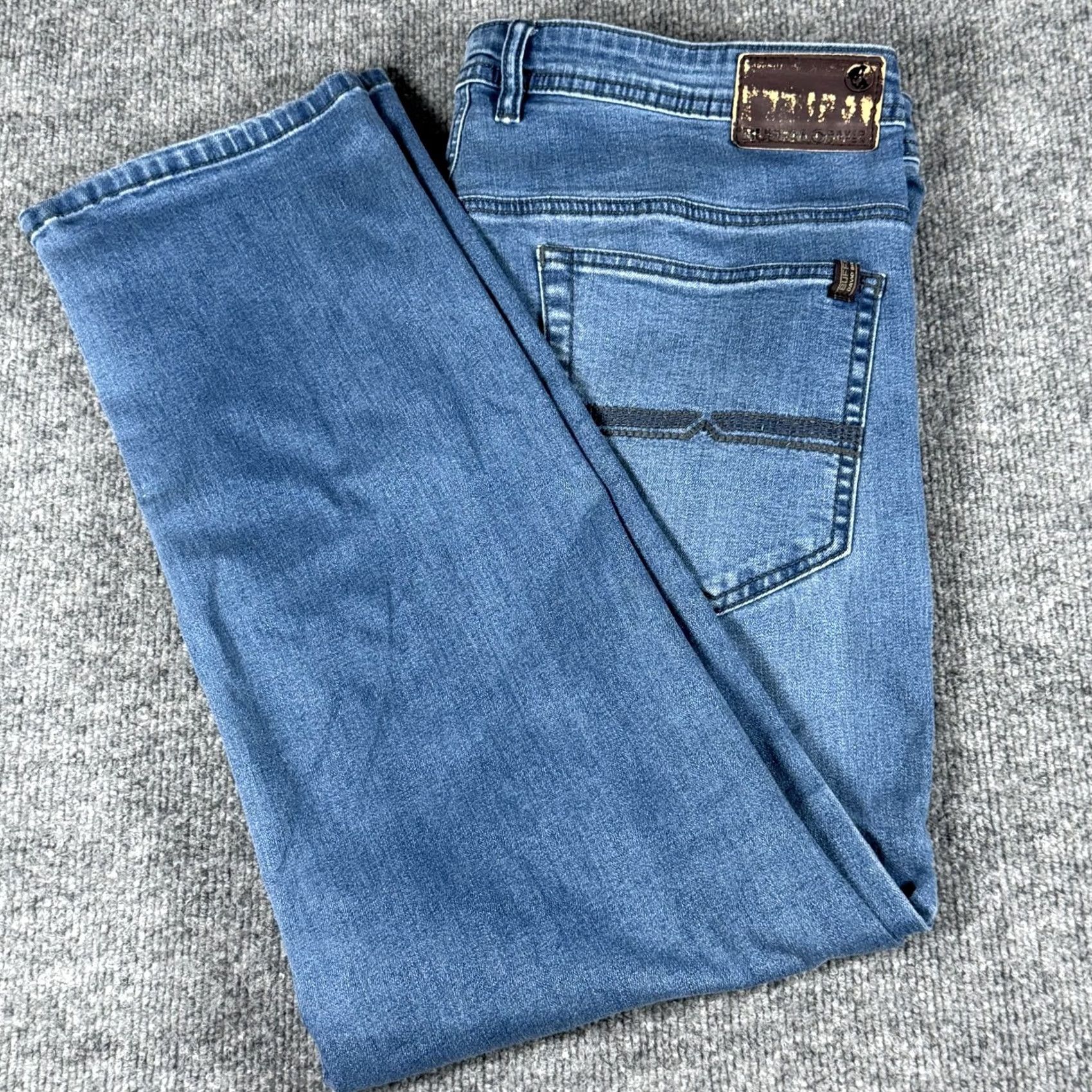 Buffalo David Bitton Buffalo David Bitton Jeans Mens 38x30 Axel Slim Stretch Straight Denim Pants Blue Medium Wash 5-Pocket Zip Fly Mens Size US 38 / EU 54 - 2 Thumbnail