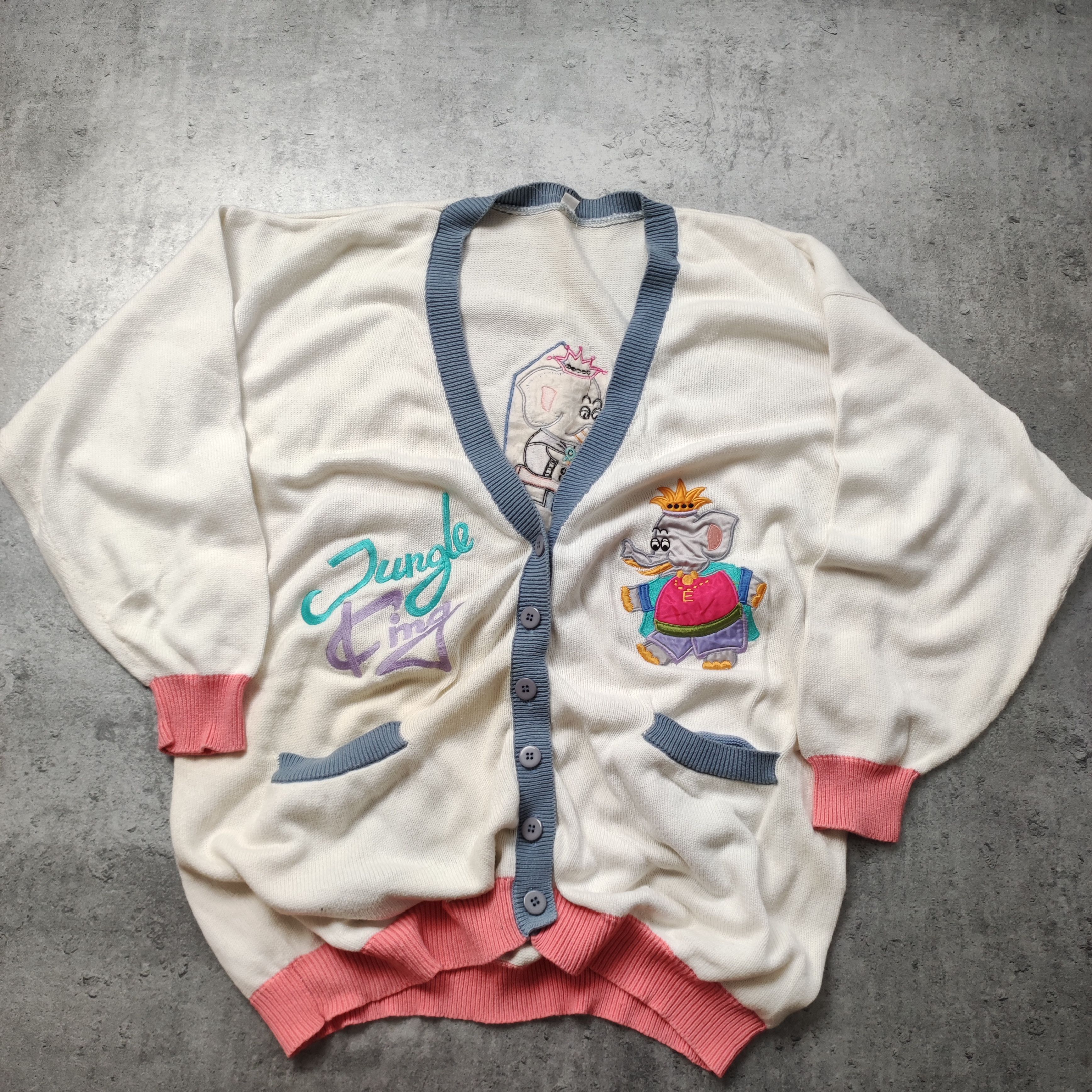 Vintage Vintage 90s RARE Elephant Jungle King Cardigan Sweater Size US XL / EU 56 / 4 - 3 Thumbnail