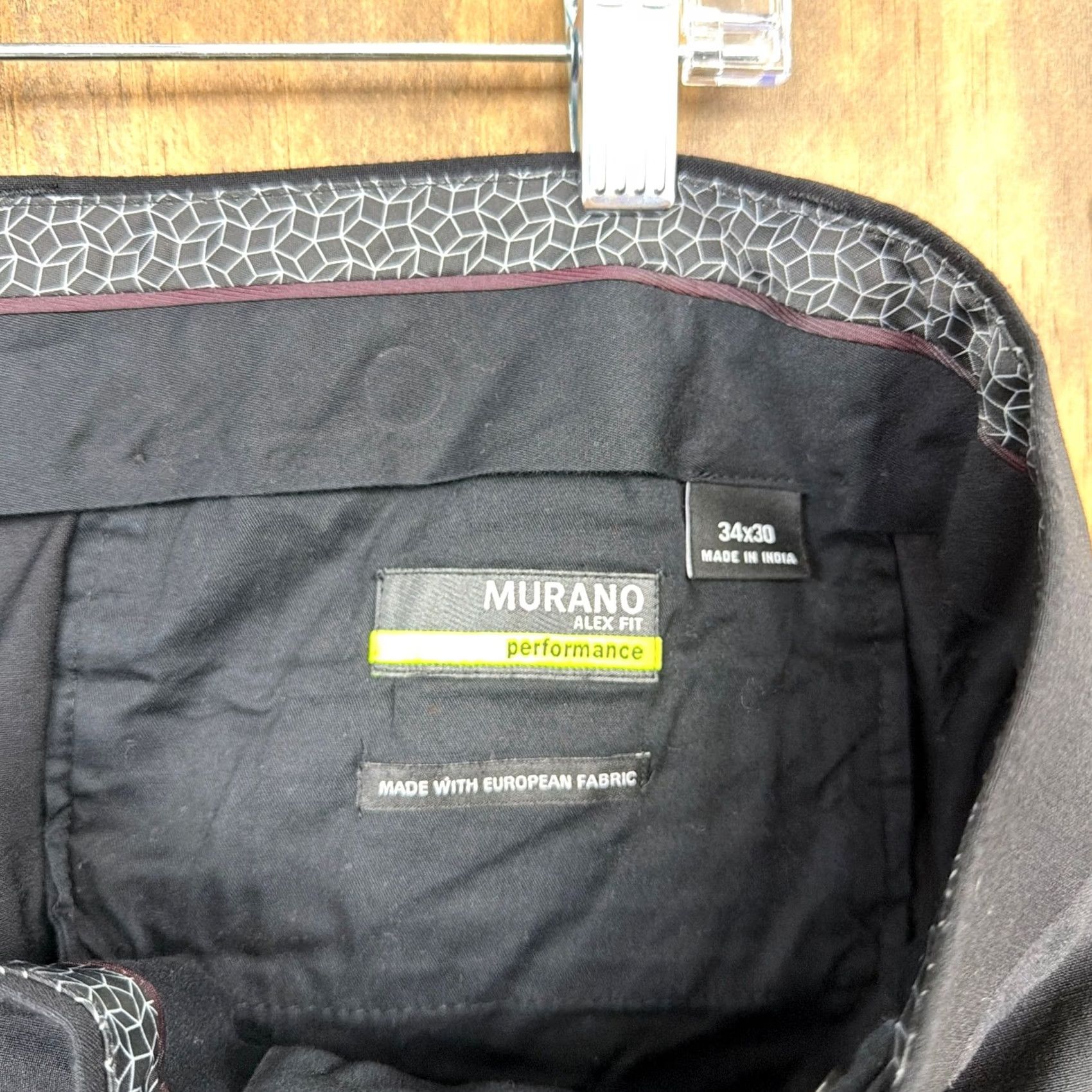 Murano Murano Mens Black Performance Pants Size 34 Tech Stretch Wool Blend Dress Workwear Size US 34 / EU 50 - 5 Thumbnail