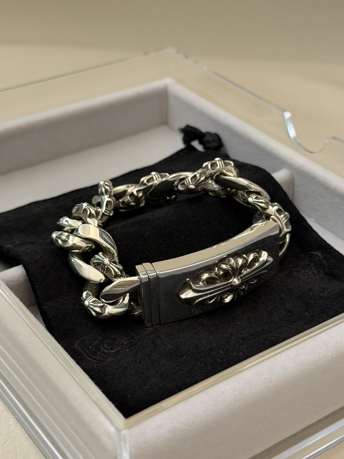 Chrome Hearts Chrome Hearts Floral Cross Fancy Link ID Bracelet Size ONE SIZE - 10 Thumbnail