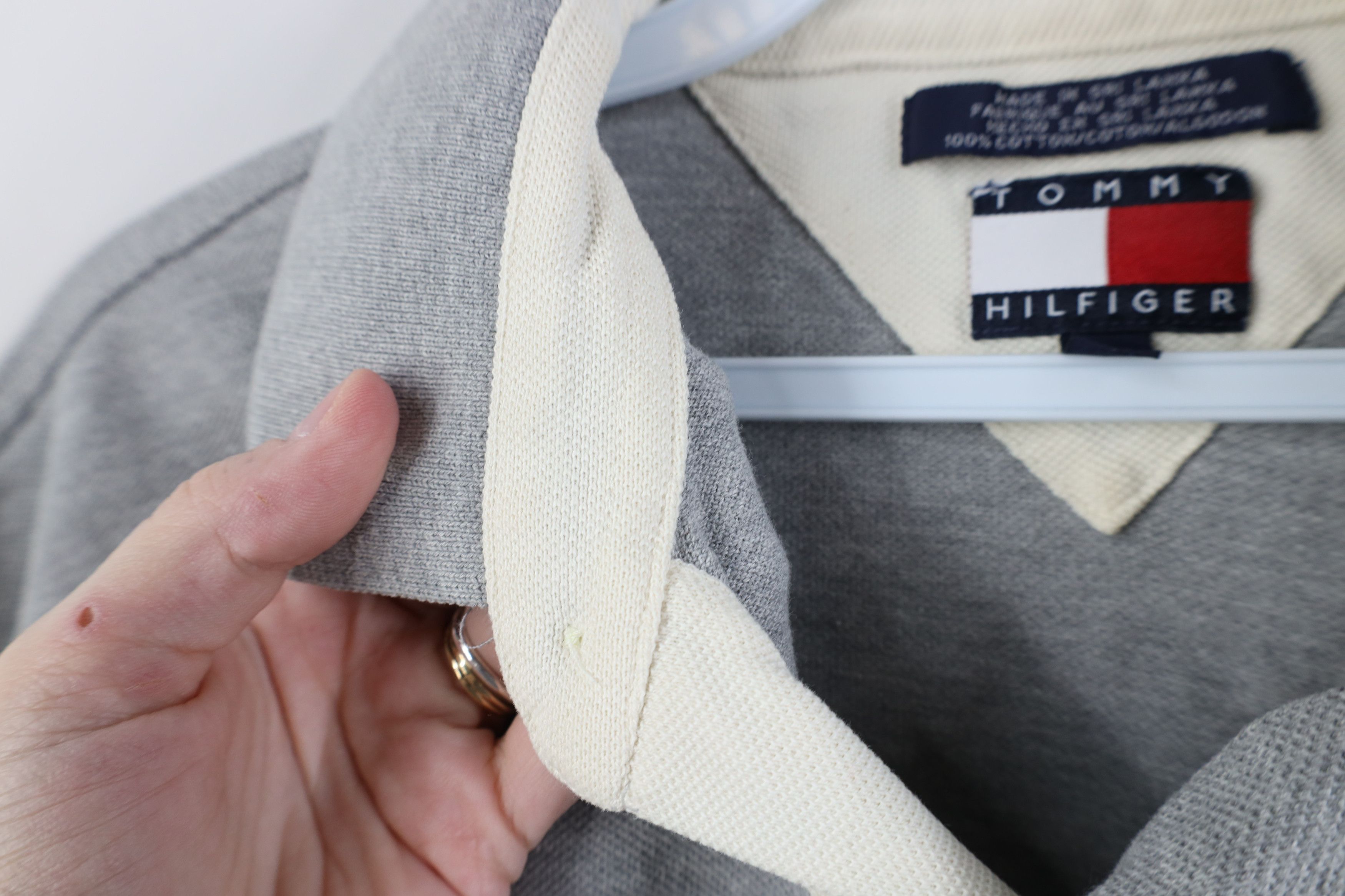 Tommy Hilfiger Vintage 90s Tommy Hilfiger Striped Rugby Polo Shirt Gray Size US L / EU 52-54 / 3 - 10 Thumbnail