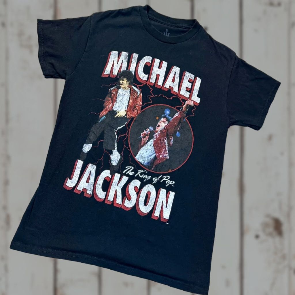 Vintage Michael Jackson King of Pop Graphic Tee Shirt Adult Medium Black Cotton Crew Neck Short Sleeve Unisex 2020s Band Rock Pop Concert Size US M / EU 48-50 / 2 - 1 Thumbnail