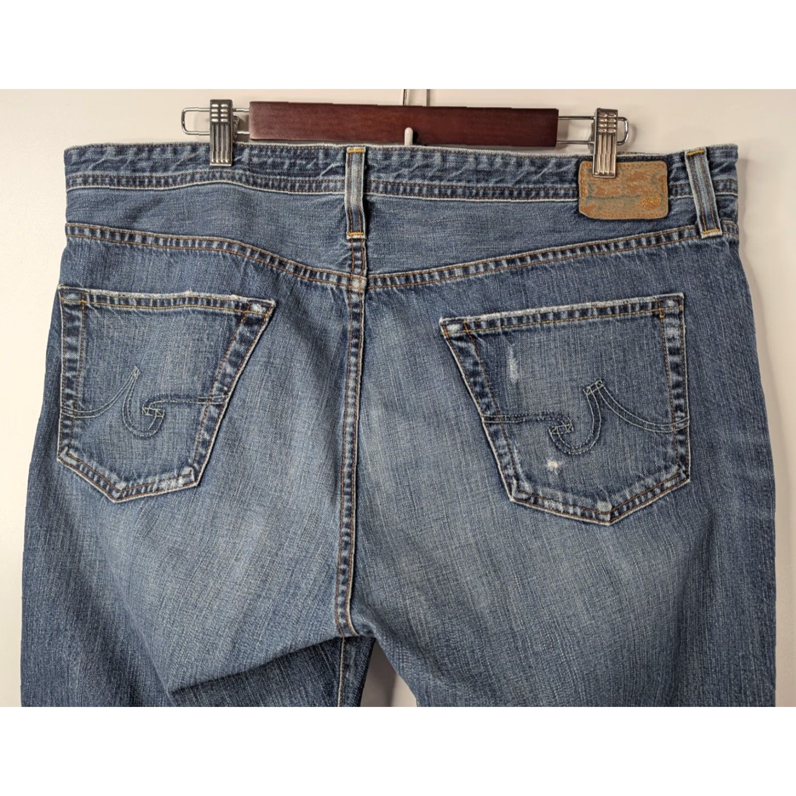 Denime AG Adriano Goldschmied The Protege Jeans Mens Straight Denim 40x32 Blue Distressed 5-Pocket Slim Fit N/A Size US 40 / EU 56 - 5 Thumbnail