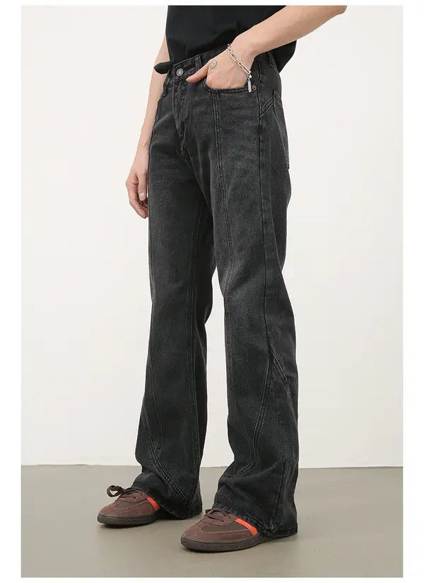 VIBE Men's American retro high street patchwork flared jeans Size US 32 / EU 48 - 3 Thumbnail