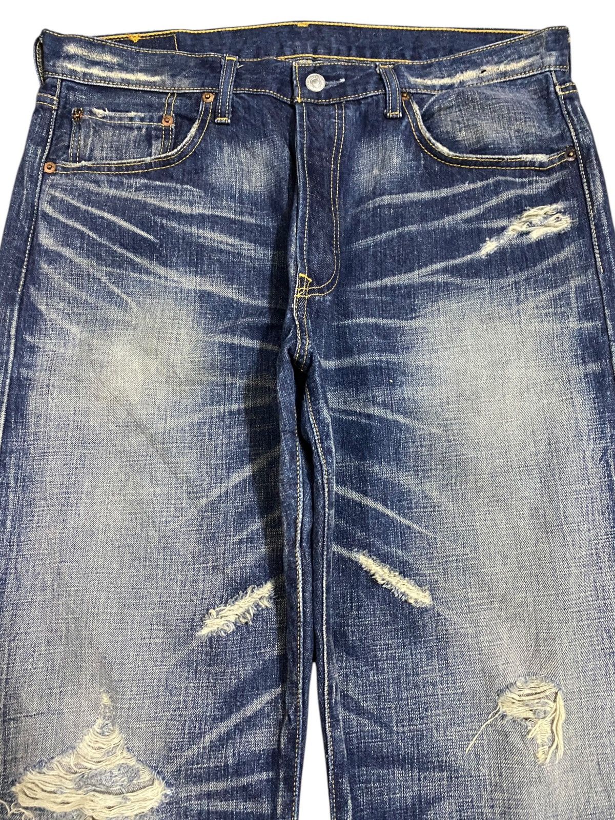 Levi's Vintage Clothing Vintage Levis501 Y2K Faded Distressed Style Loose Jeans Size US 35 - 3 Thumbnail