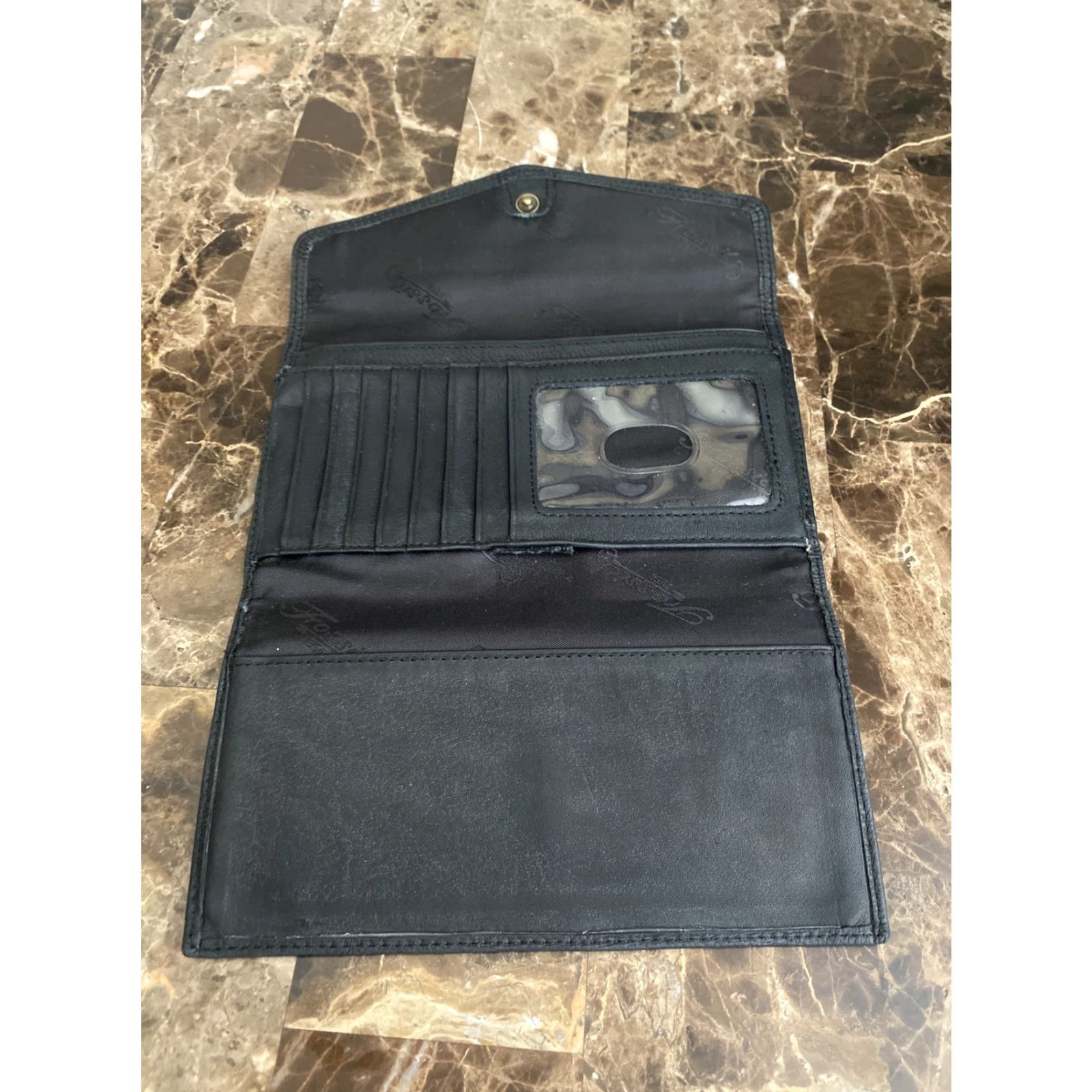Fossil Fossil Wallet Womens Black Pebbled Leather Tri Fold Clutch Zip-Around Coin Zip Wallet Women Size ONE SIZE - 3 Thumbnail