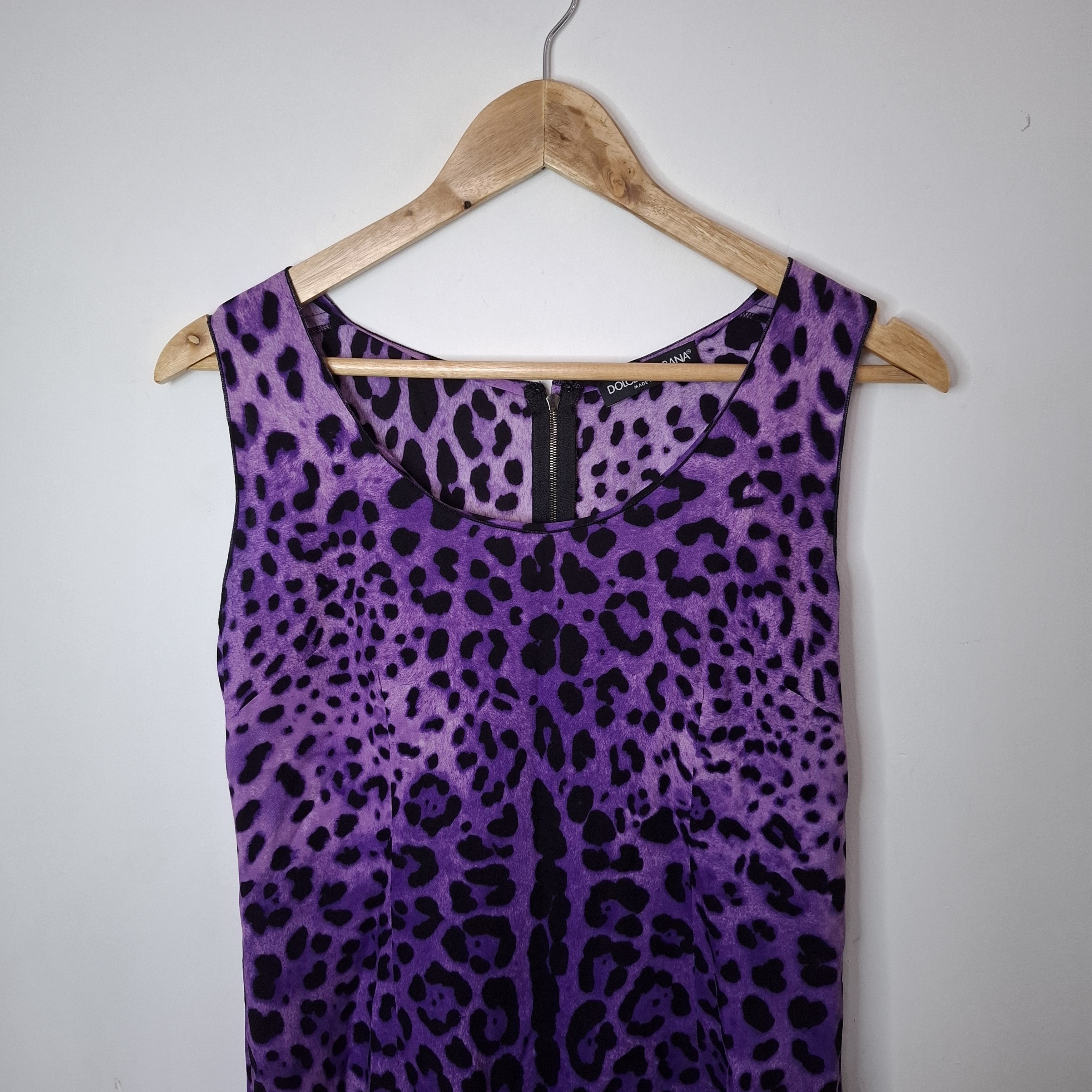 Dolce & Gabbana DOLCE & GABBANA Purple Leopard Print Silk Sleeveless Top Size M / US 6-8 / IT 42-44 - 3 Thumbnail