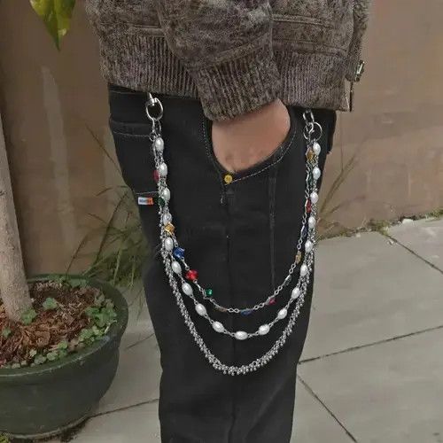 Jewelry Delicate Color Rhinestone 3 Layers Pearl Pants Chain Size ONE SIZE - 8 Thumbnail
