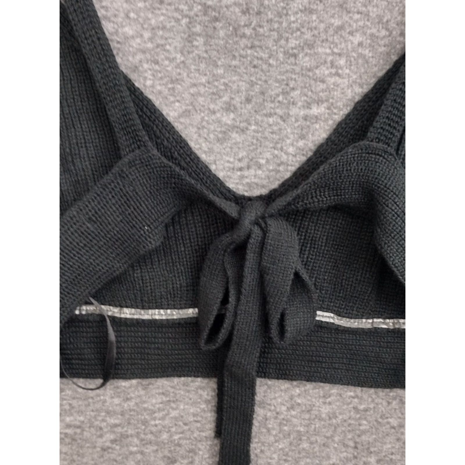Vintage Wild Fable Tank Top Womens Open Work Cropped Back Tie V-Neck Sleeveless Black XXL Size XXL / US 16-18 / IT 52-54 - 5 Thumbnail