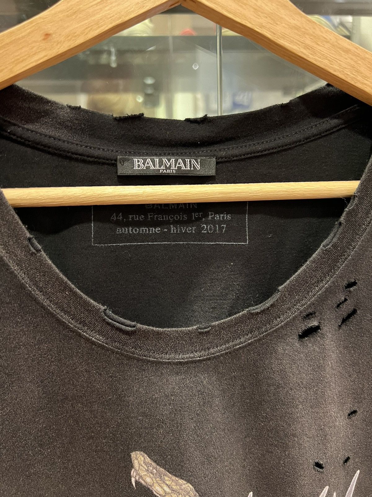 Balmain Balmain 2017 Black distressed tiger & snake shirt Size US XXL / EU 58 / 5 - 3 Thumbnail