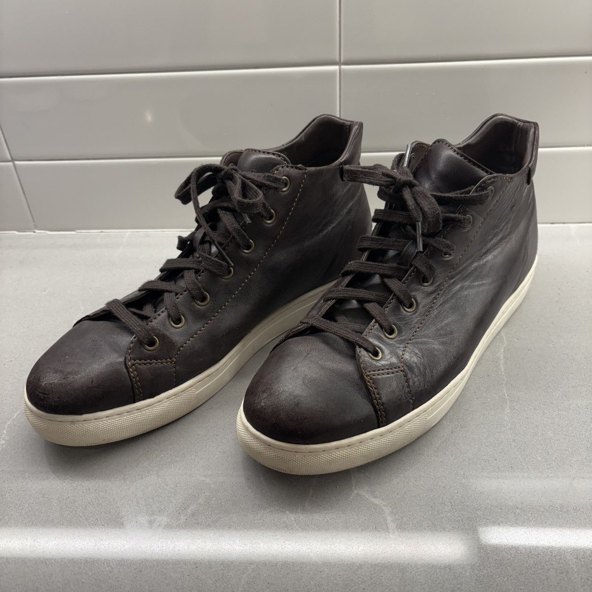 Trask TRASK Ashland Dark Brown Leather High-Top Sneaker Men’s 10 Size US 10 / EU 43 - 3 Thumbnail