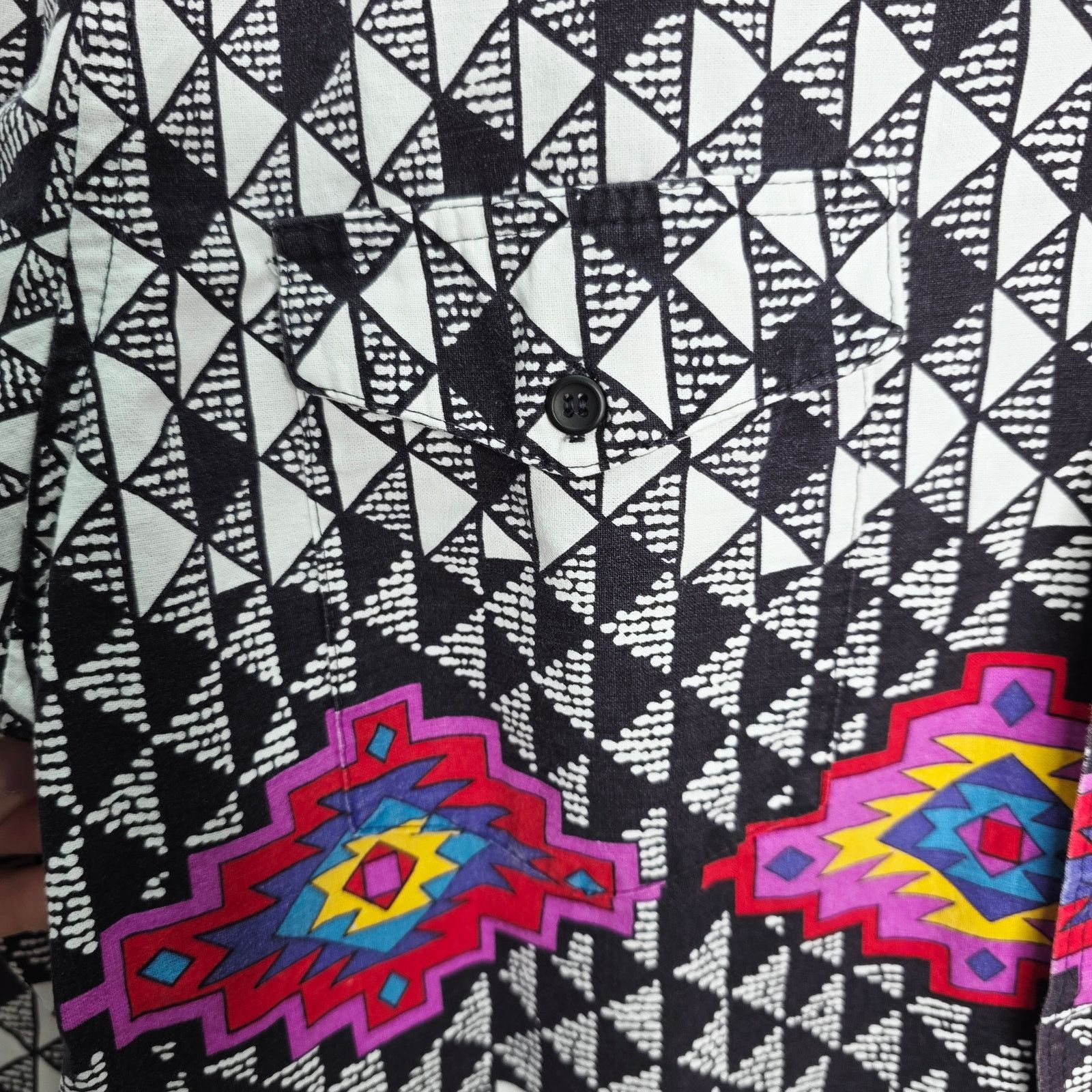 Wrangler Vintage Wrangler Cowboy Cut Black & White Aztec Shirt Size US M / EU 48-50 / 2 - 3 Thumbnail