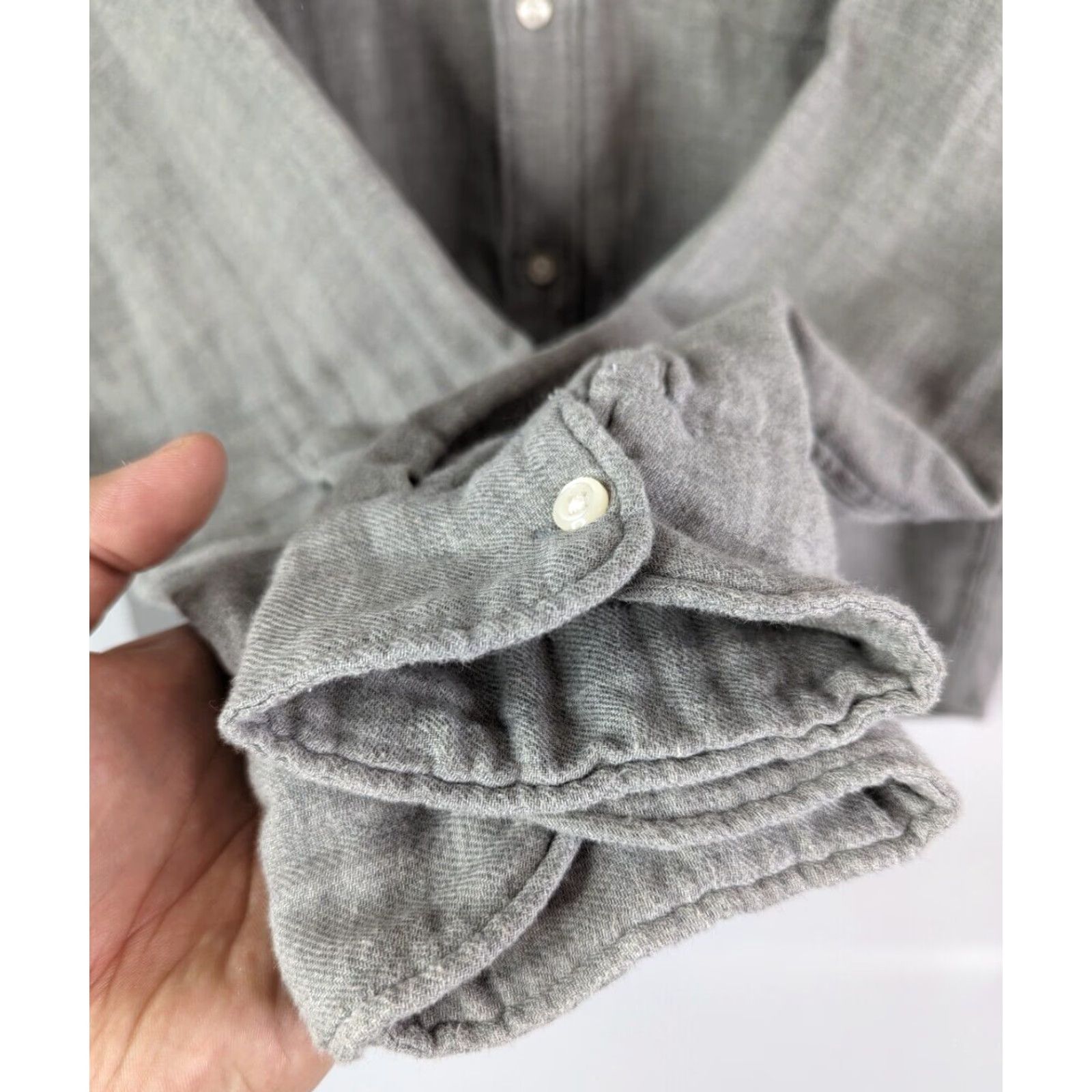 J.Crew J.CREW Shirt Button-Down Long Sleeve Gray Slim Plaid Cotton Modern Classic Men Large Size US L / EU 52-54 / 3 - 3 Thumbnail