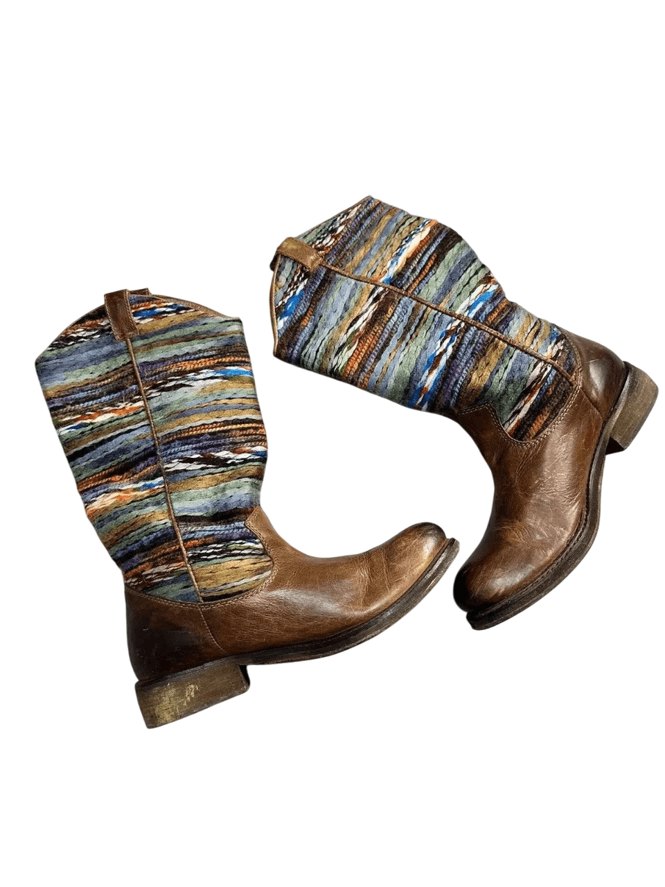 Western Rise Vintage Leather Missoni style Cowboy Boots Western shoes Size US 8 / EU 41 - 3 Thumbnail
