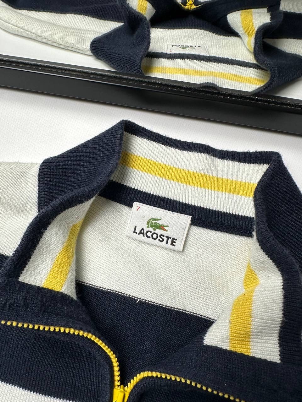 Lacoste Vintage 00s Lacoste Striped Rugby Q-Zip Sweater Size US XL / EU 56 / 4 - 5 Thumbnail