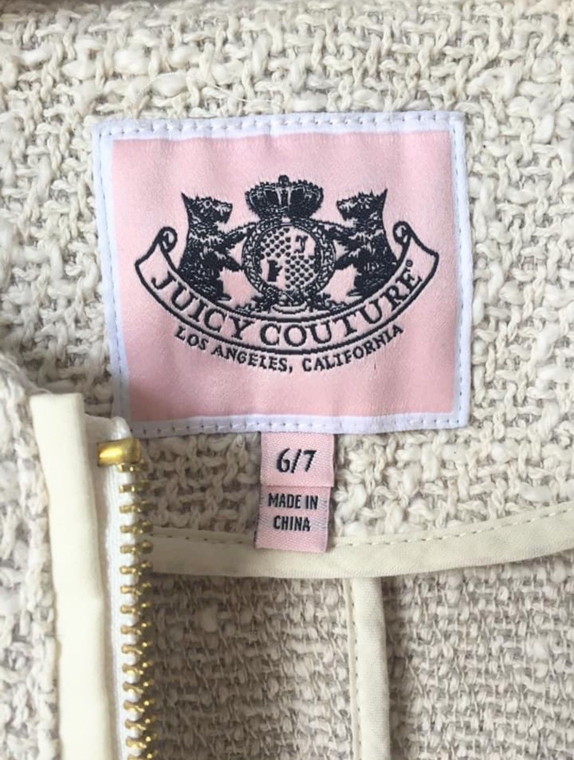 Juicy Couture JUICY COUTURE girls designer cream oatmeal Tweed Boucle coat Size XXS / US 00 / IT 34 - 9 Thumbnail