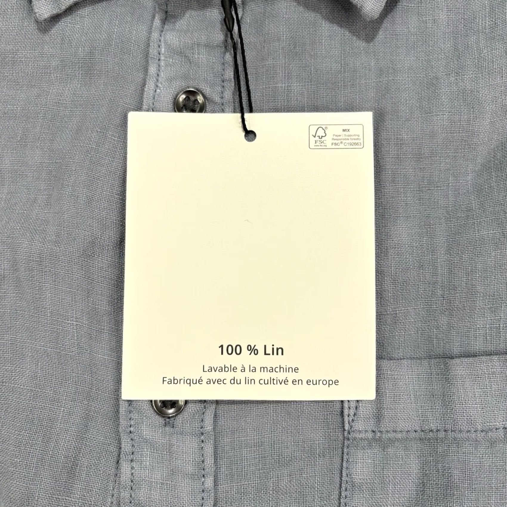 FLAX THOM AARON Shirt Button-Up Linen Blue Mens L Short Sleeve Collared Size US L / EU 52-54 / 3 - 3 Thumbnail