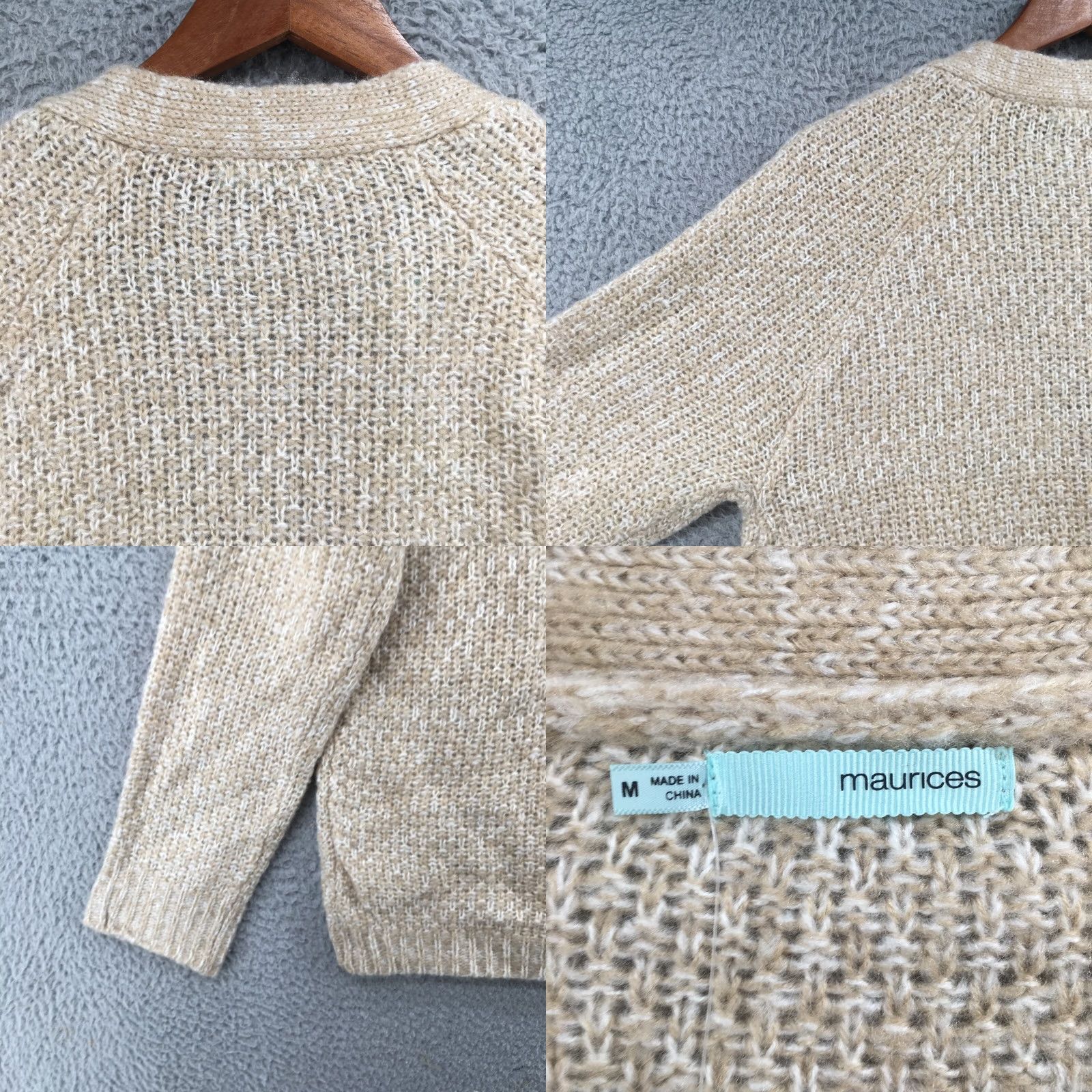 Vintage Maurices Cardigan Sweater Women Medium Knit Long Sleeve Button Beige NEW Size M / US 6-8 / IT 42-44 - 9 Thumbnail