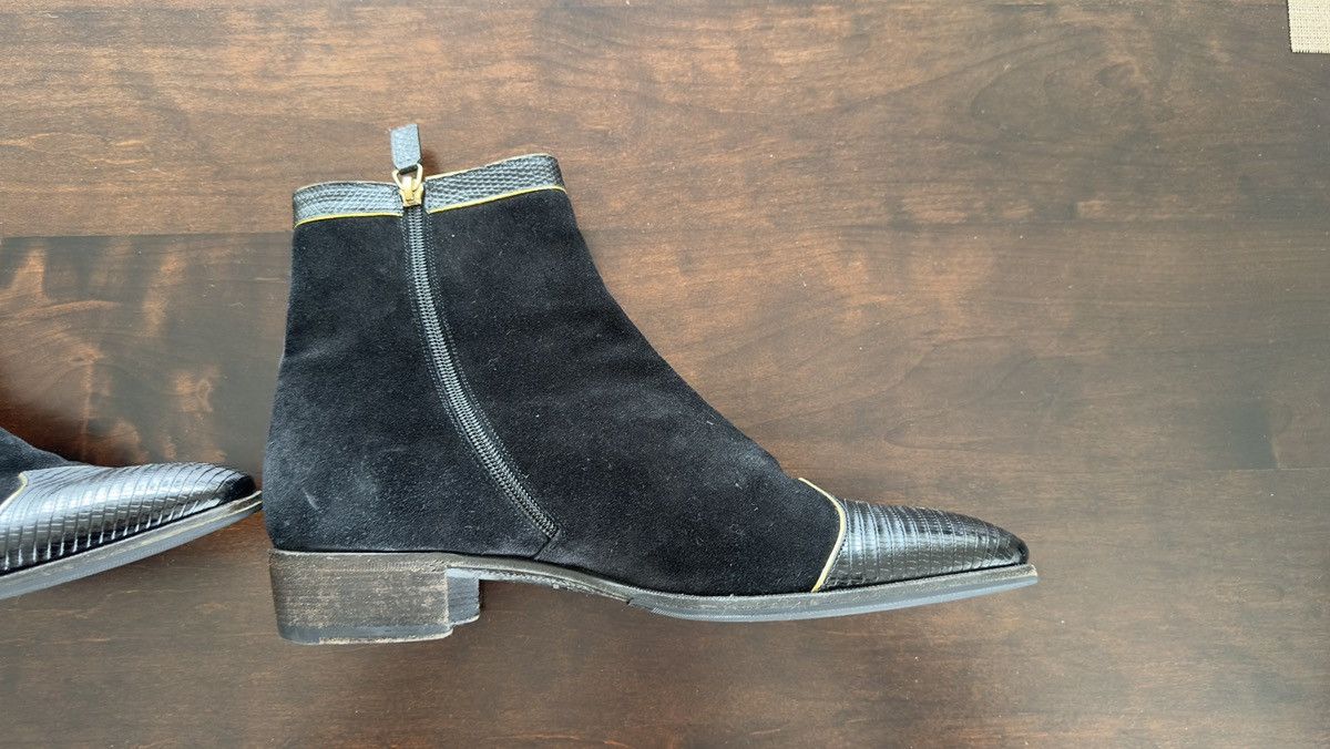 Gucci Gucci Boots Gold Trimmed suede lizard skin boots black. Size US 11 / EU 44 - 3 Thumbnail