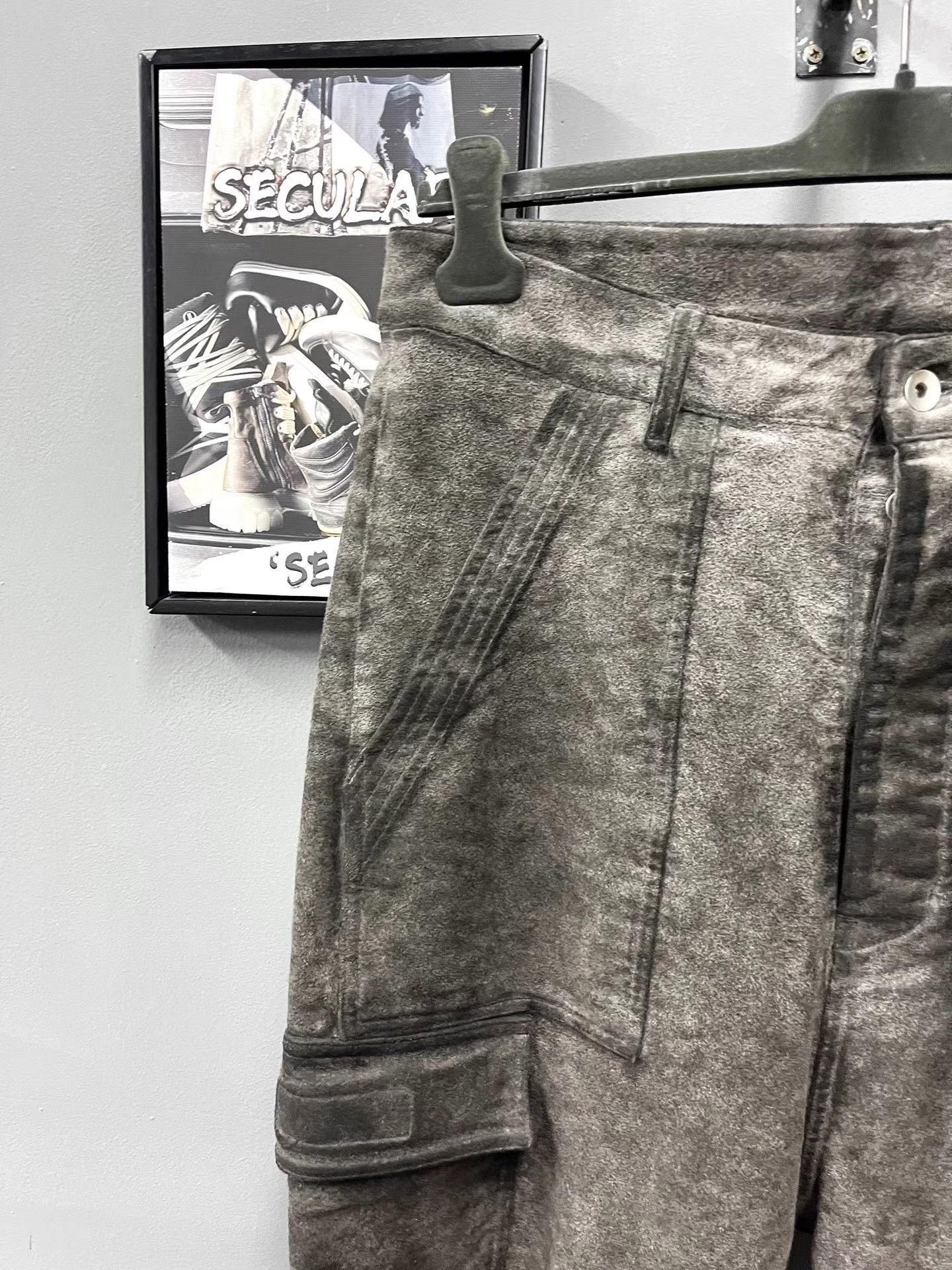 Rick Owens Rick Owens Dark Grey Washed Fleece Cargo Pants K34 Size US 31 - 2 Thumbnail