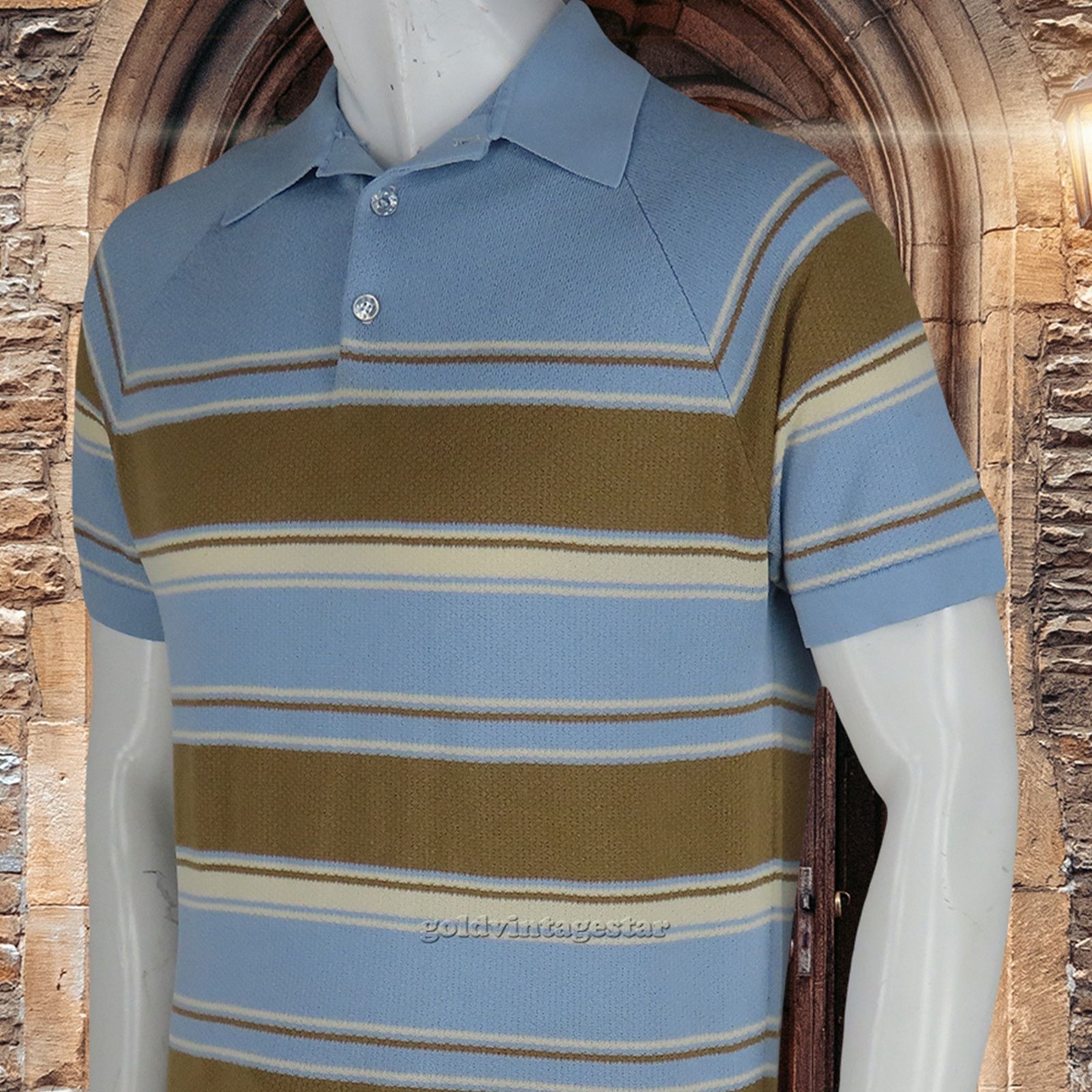 Other Vintage Striped Knit Polo Shirt M Artistic Retro Blend Size US M / EU 48-50 / 2 - 5 Thumbnail