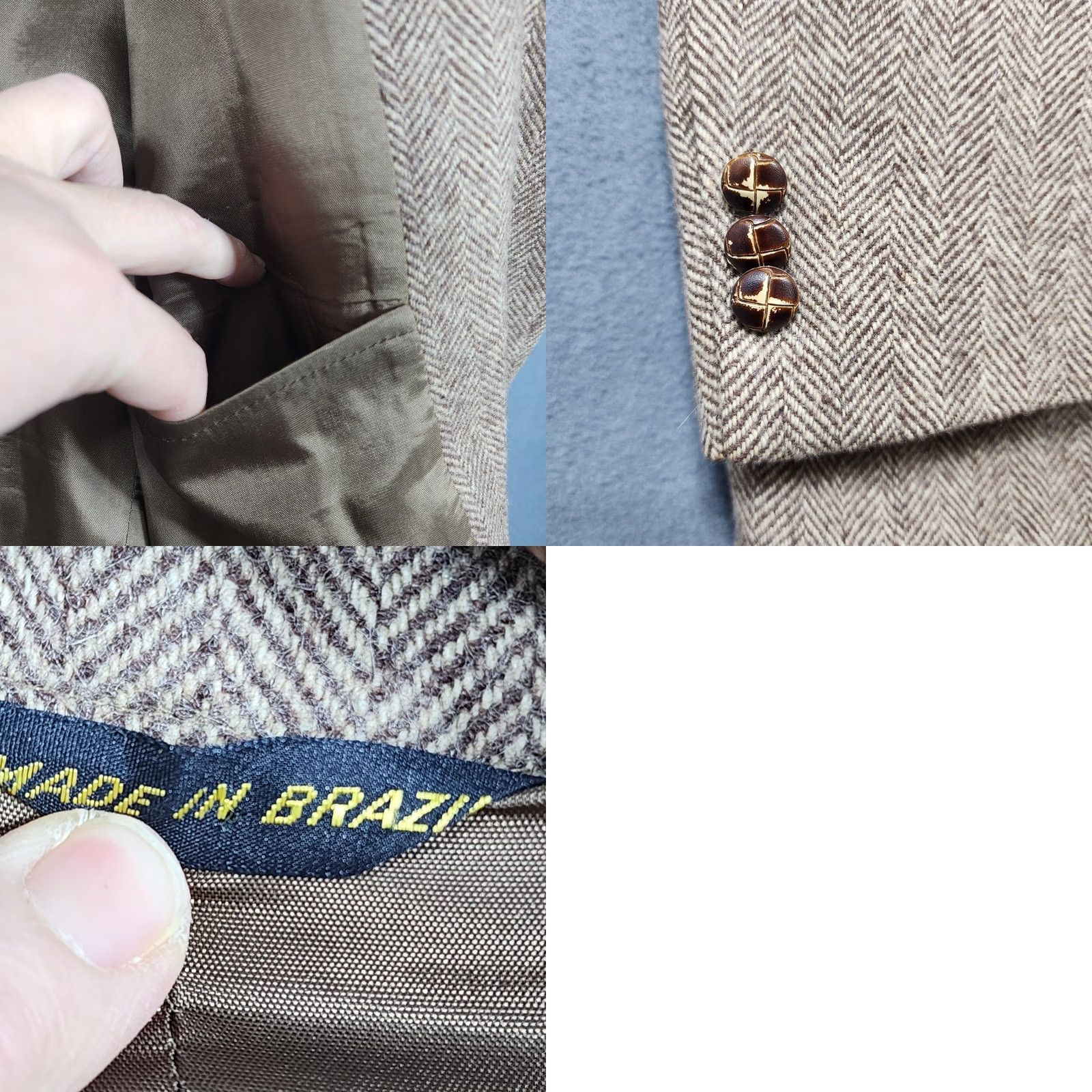 Vintage VINTAGE Reed St James Sport Coat Blazer Wool Brown Herringbone 42L Mens Wool Blazer Jacket Size 42R - 9 Thumbnail