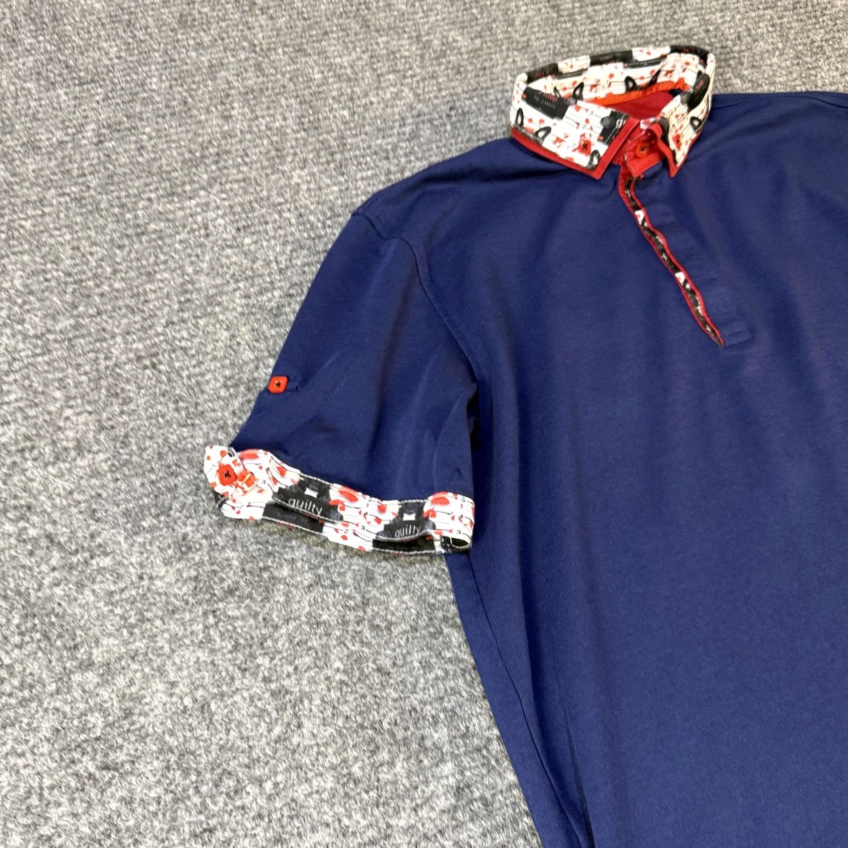 Maceoo Maceoo Polo Shirt Mens S Navy French Bulldog Trim Contrast Collar Red Size US S / EU 44-46 / 1 - 3 Thumbnail
