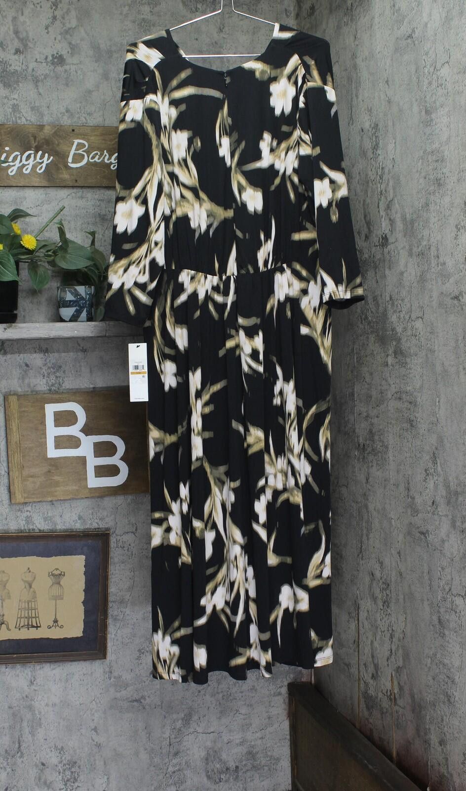 Calvin Klein Nwt Calvin Klein Sleeve Maxi Dress Black Oyster Multi 16w Size XXL / US 16-18 / IT 52-54 - 2 Thumbnail