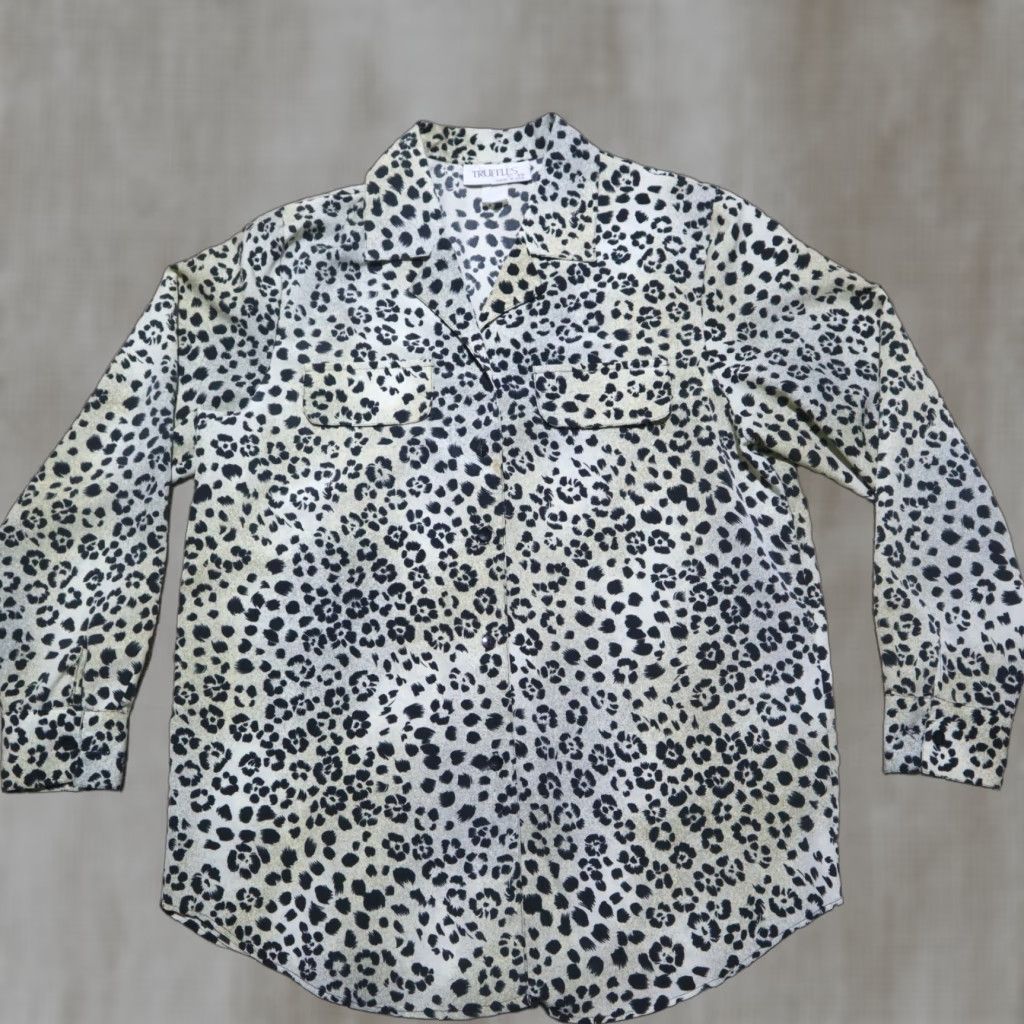Vintage VINTAGE Blouse Shirt WOMEN XL Truffles Floral Long Sleeve Button Up Casual Brown Polyester Chiffon Flower 1960s Ladies Blouse Size XL / US 12-14 / IT 48-50 - 1 Thumbnail
